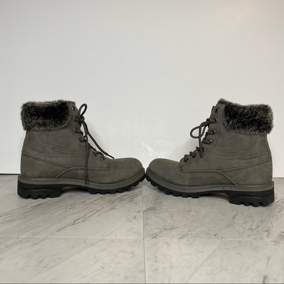 Lugz Empire Hi Faux Fur Gray Lace Up Boot 7.5 - Picture 9 of 12